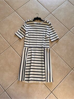Striped Navy and Cream Short-Sleeve Dress by Brooks Brothers